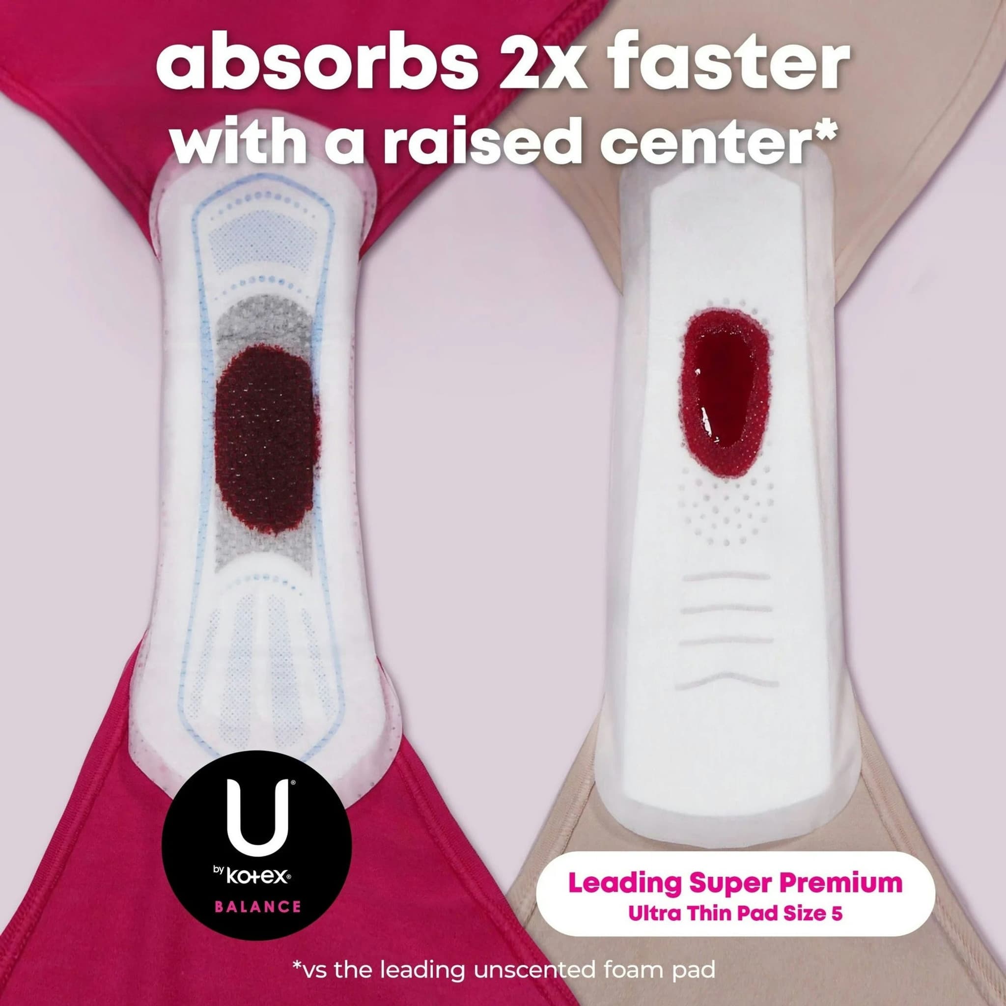 U by Kotex Balance Ultra Thin Pads with Wings, Regular Absorbency - Image 4