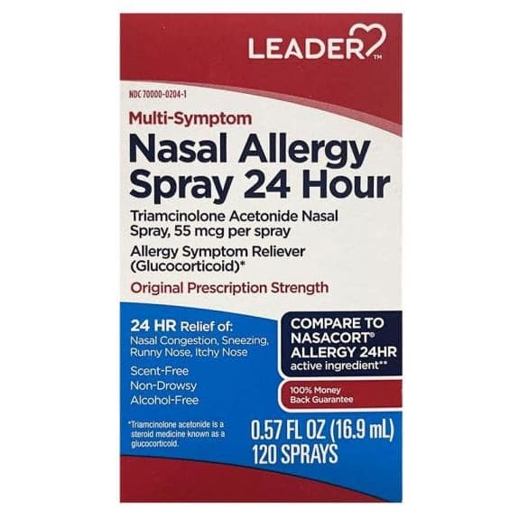 Leader Nasal Allergy Spray 24hr Multi-Symptom Spray 0.57oz - Each - Image 1