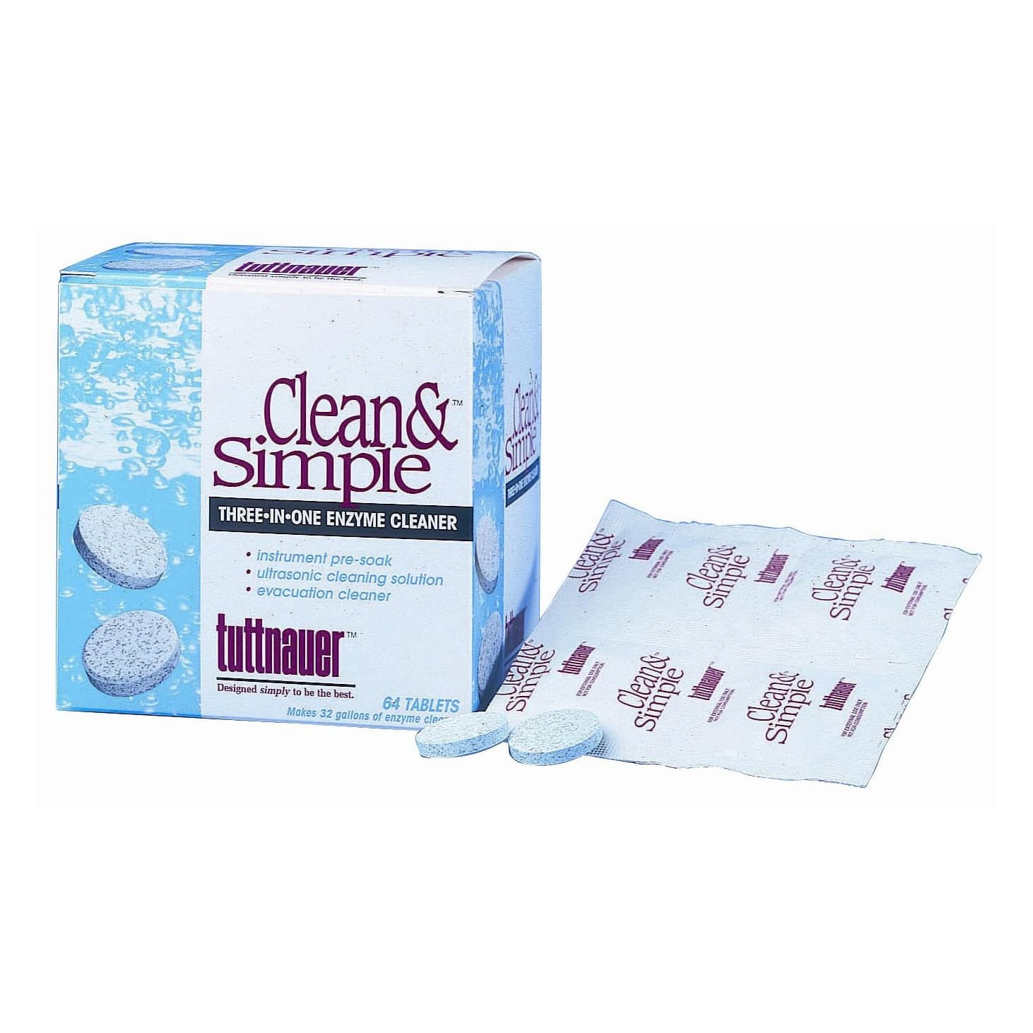 Clean and Simple Ultrasonic-Enzymatic Solution Tablet - Box of 144 - Image 1