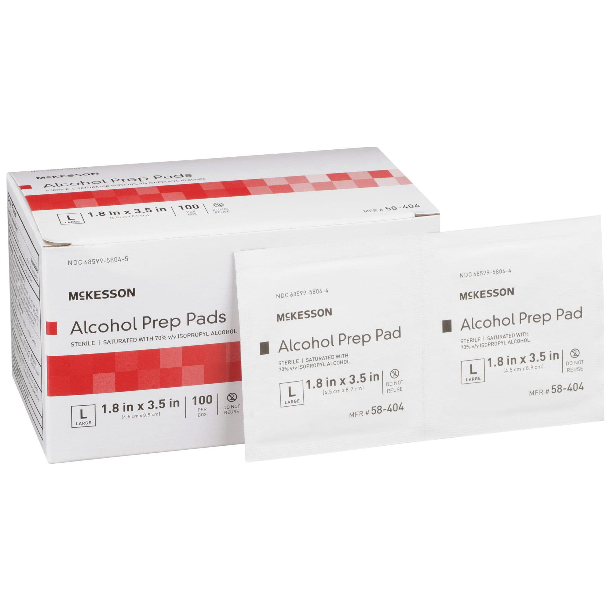 McKesson Isopropyl Alcohol Prep Pad, 1-4/5 x 3-1/2 Inch - Case of 1000 - Image 1