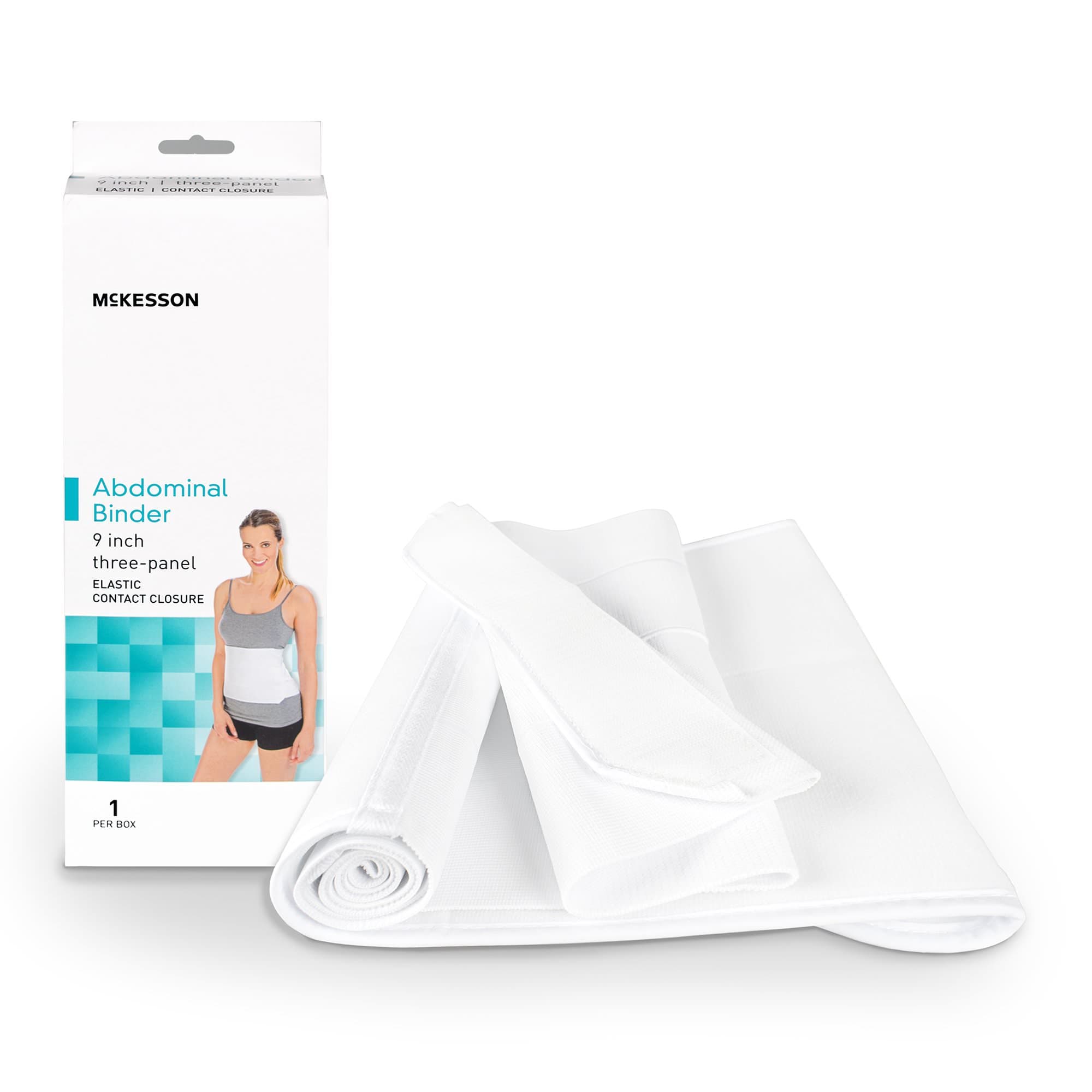 McKesson Abdominal Binder White, 45 to 62 Inch Waist, 9 Inch Height, Medium-Large, 3-Panel - Each - Image 1