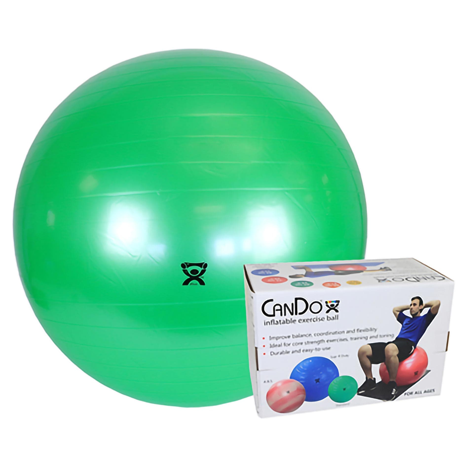 CanDo Inflatable Exercise Ball, 26 Inch, Green, Polybag - Image 1