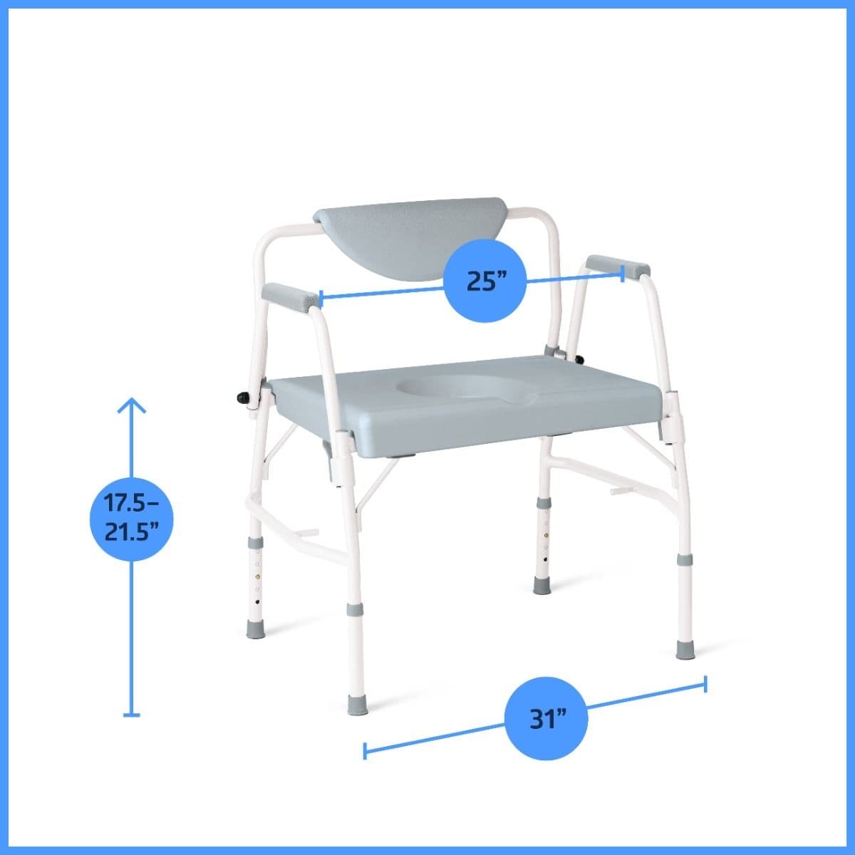 Medline Steel Bariatric Drop-Arm Commode - Image 2