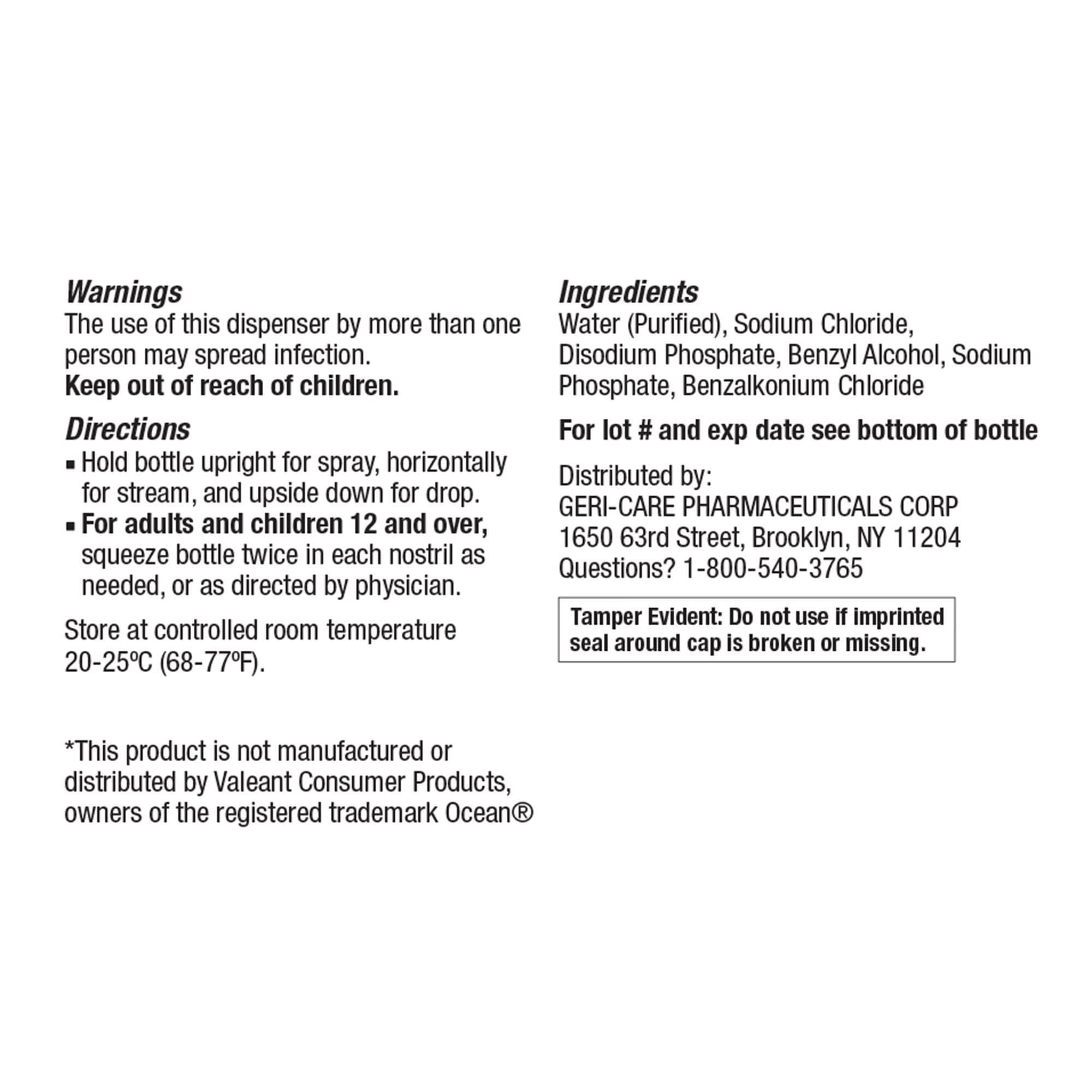 Geri-Care Saline Nasal Spray 0.65 Strength, 1.5 oz - Image 2