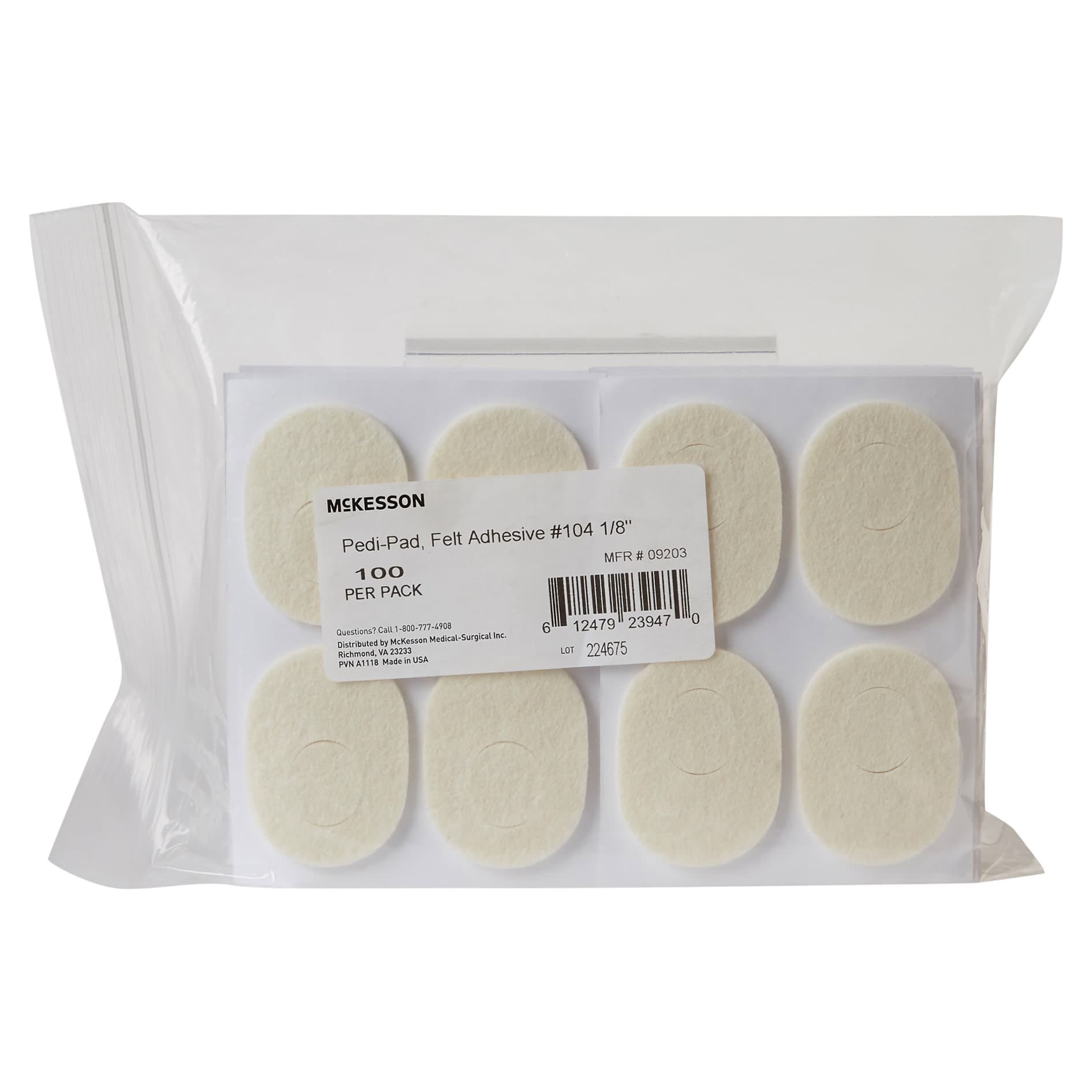 McKesson Pedi-Pad Foot Pad White Adhesive Size 104 Foot, 1/8 Inch Thick - Case of 4000 - Image 1
