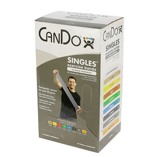 CanDo Low Powder Exercise Band, Silver, 2X-Heavy - Box of 30 - Image 1