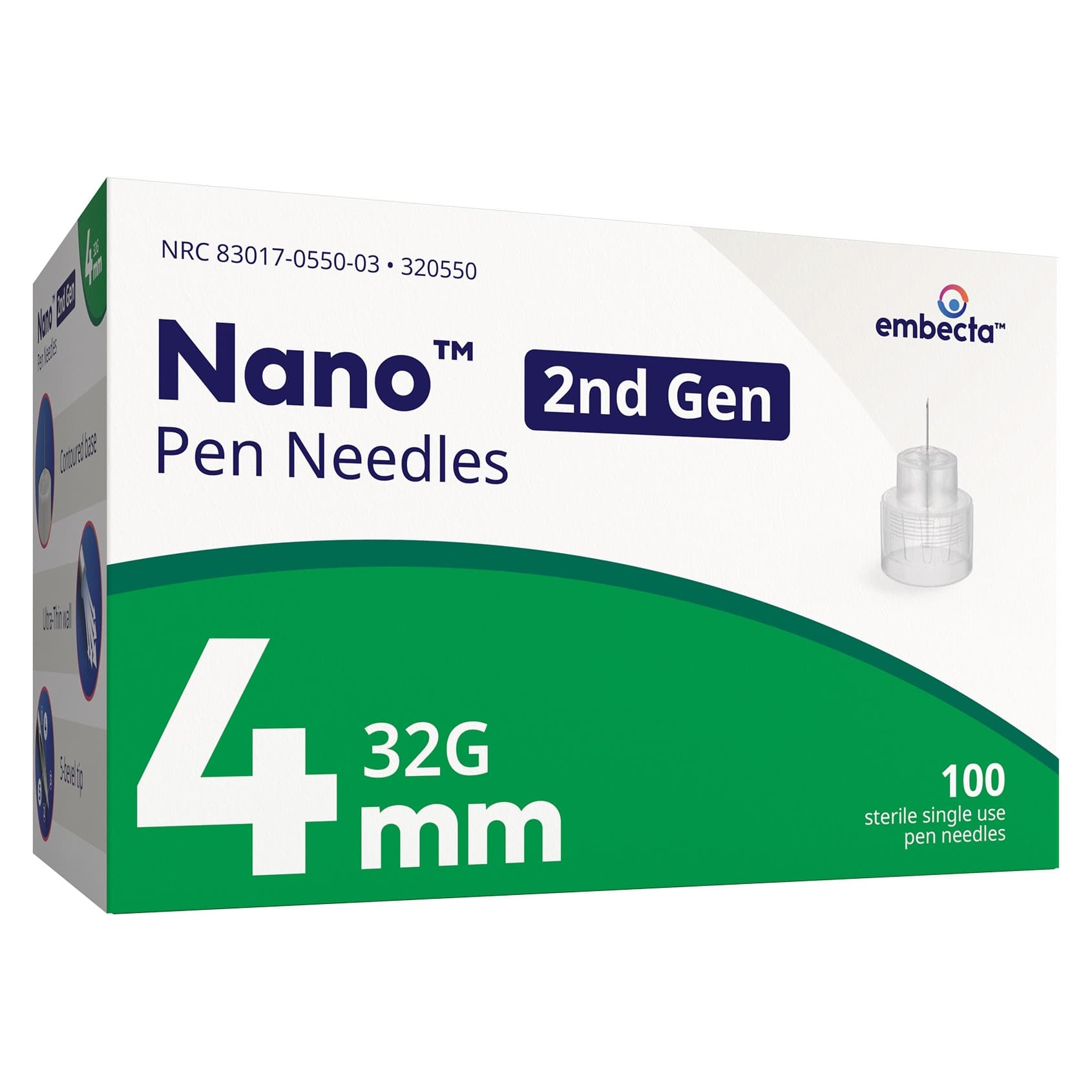 Embecta Nano 2nd Gen Standard Insulin Pen Needle, 32 Gauge, 4 mm - Image 3