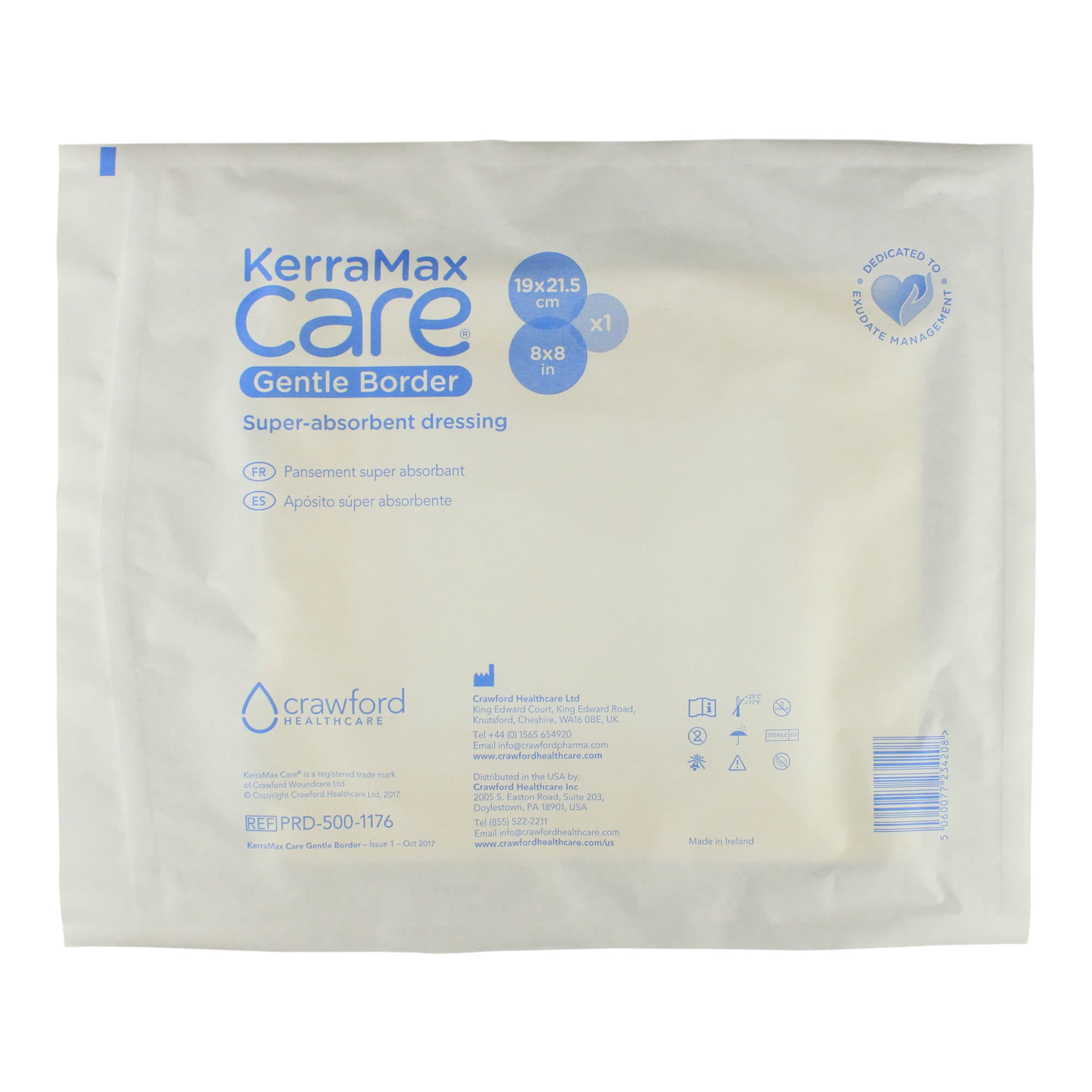 KerraMax Care Gentle Border Super Absorbent Dressing, 8 x 8 Inch - Image 1