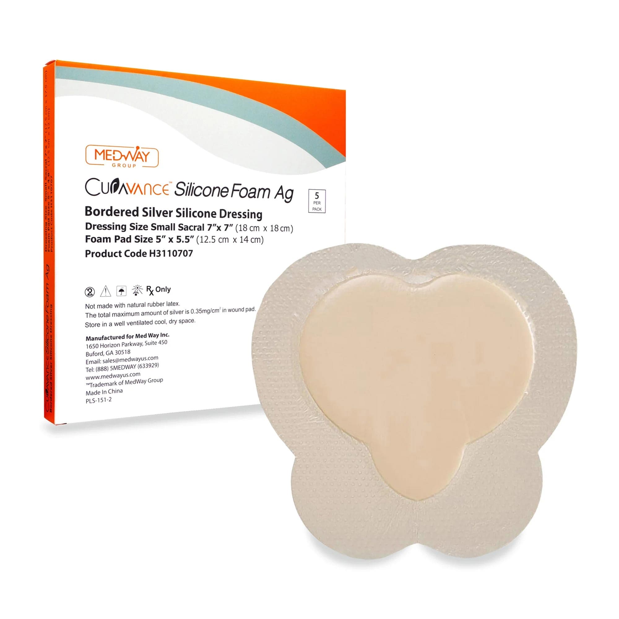 CuraVance Sacral Bordered Silver Silicone Ag Foam Dressings - Image 1