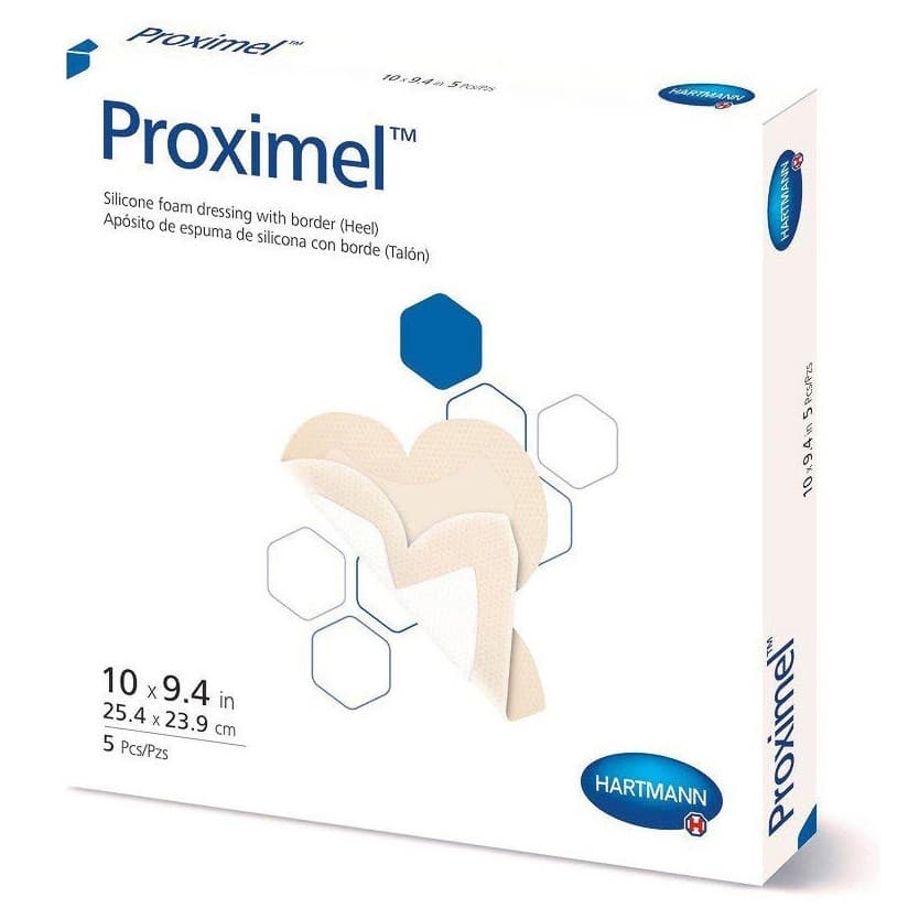 Proximel Heel Silicone Foam Dressing, 10 x 9.4 Inch - Box of 5 - Image 1