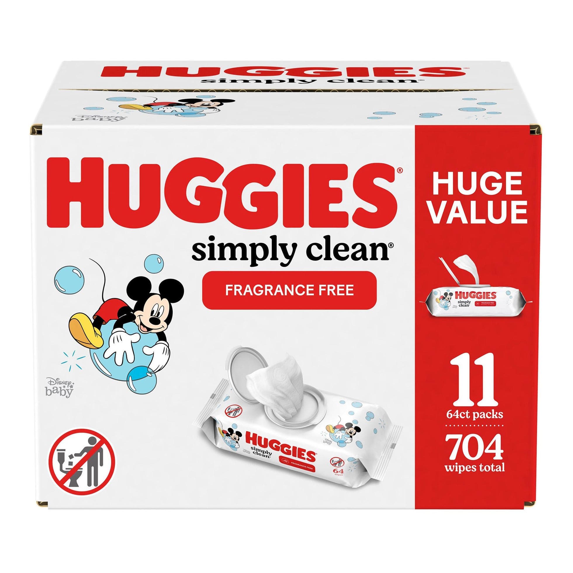 Huggies Simply Clean Baby Wipes, Soft Pack, Unscented - Case of 704 Wipes