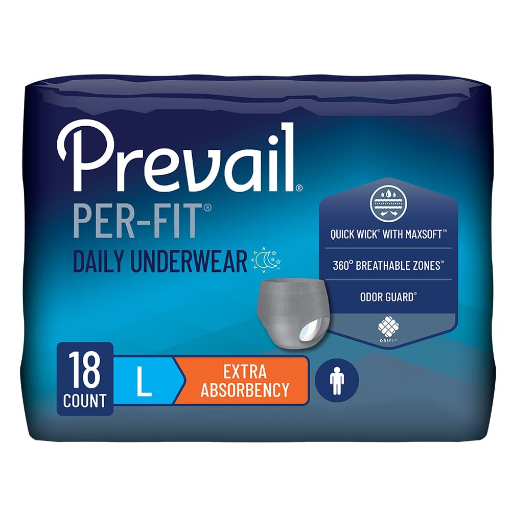Prevail Per-Fit Men's Daily Protective Underwear, Large - Package of 18 - Image 1
