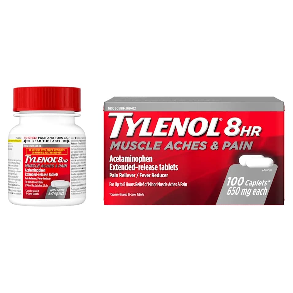 Tylenol 8 HR Muscle Aches and Pain Caplets - Pack of 100 - Image 2