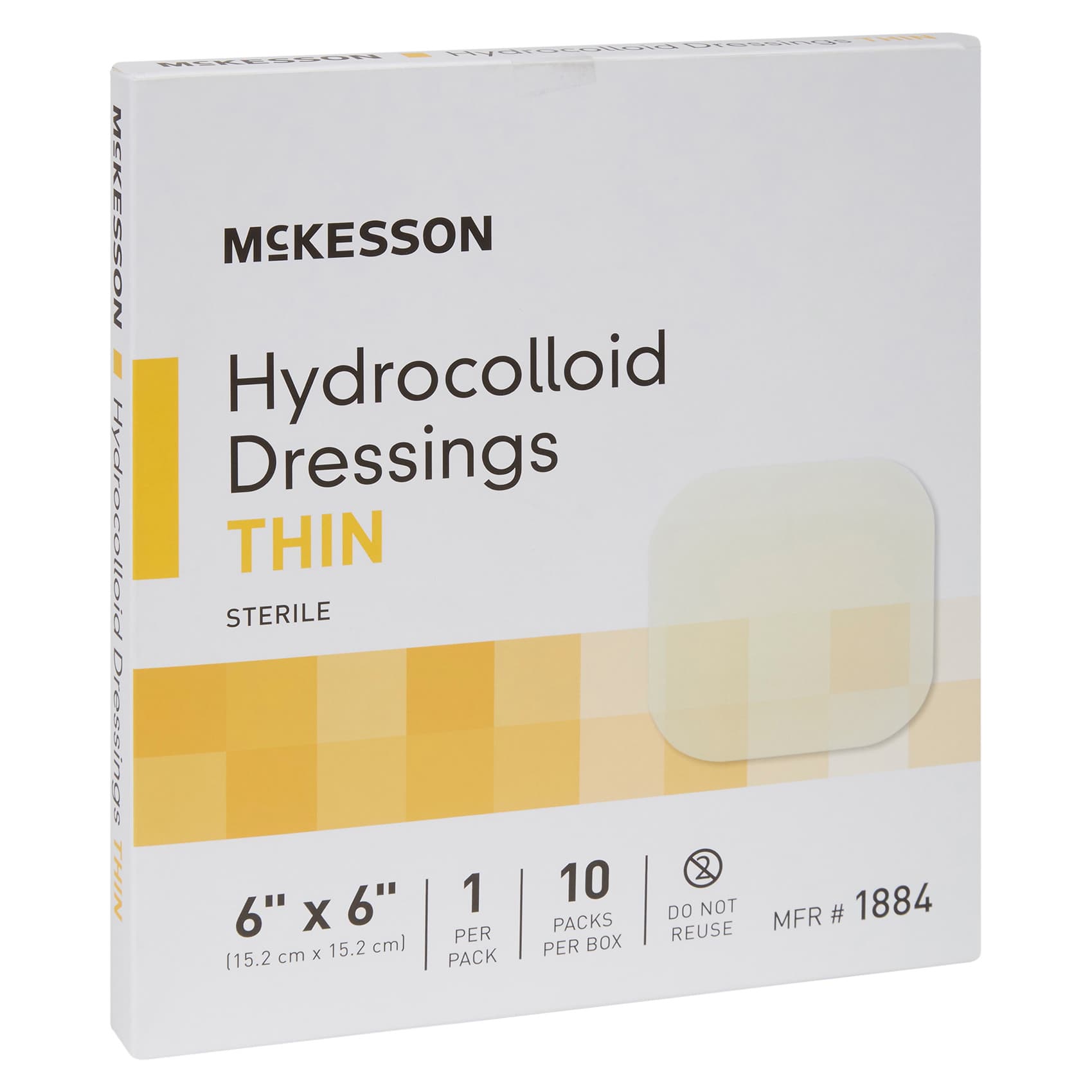 McKesson Hydrocolloid Sterile Thin Dressing, 6 x 6 Inch - Case of 200 - Image 1