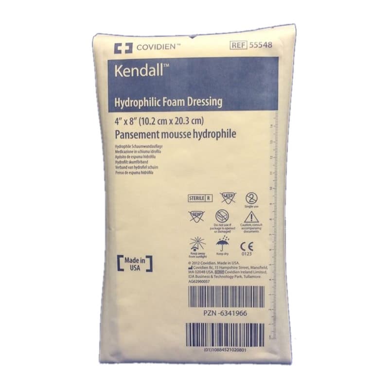 Kendall Hydrophilic Foam Dressing, 4 Inch x 8 Inch - Image 1