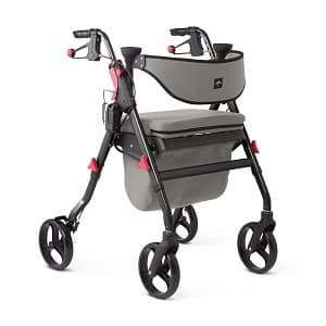 Medline Empower Rollator Walker with Padded Backrest, With Microban-Treated Touch Points, Black - Image 1