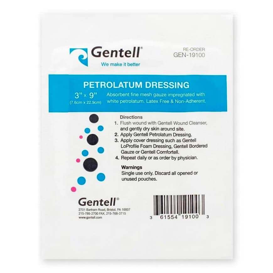 Gentell Petrolatum Gauze Dressing, 3 x 9 Inch - Each - Image 1