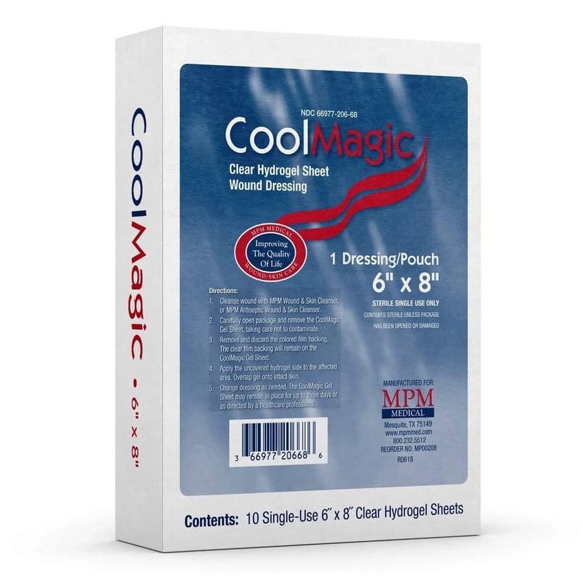 CoolMagic Hydrogel Dressing Translucent, 6 x 8 Inch - Box of 10 - Image 1