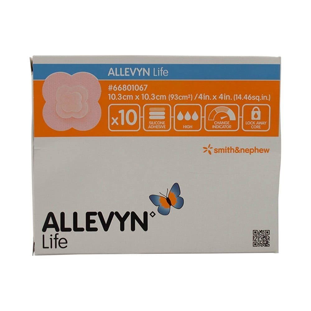 Allevyn Life Sterile Silicone Foam Dressing, 4" x 4" - Box of 10 - Image 1