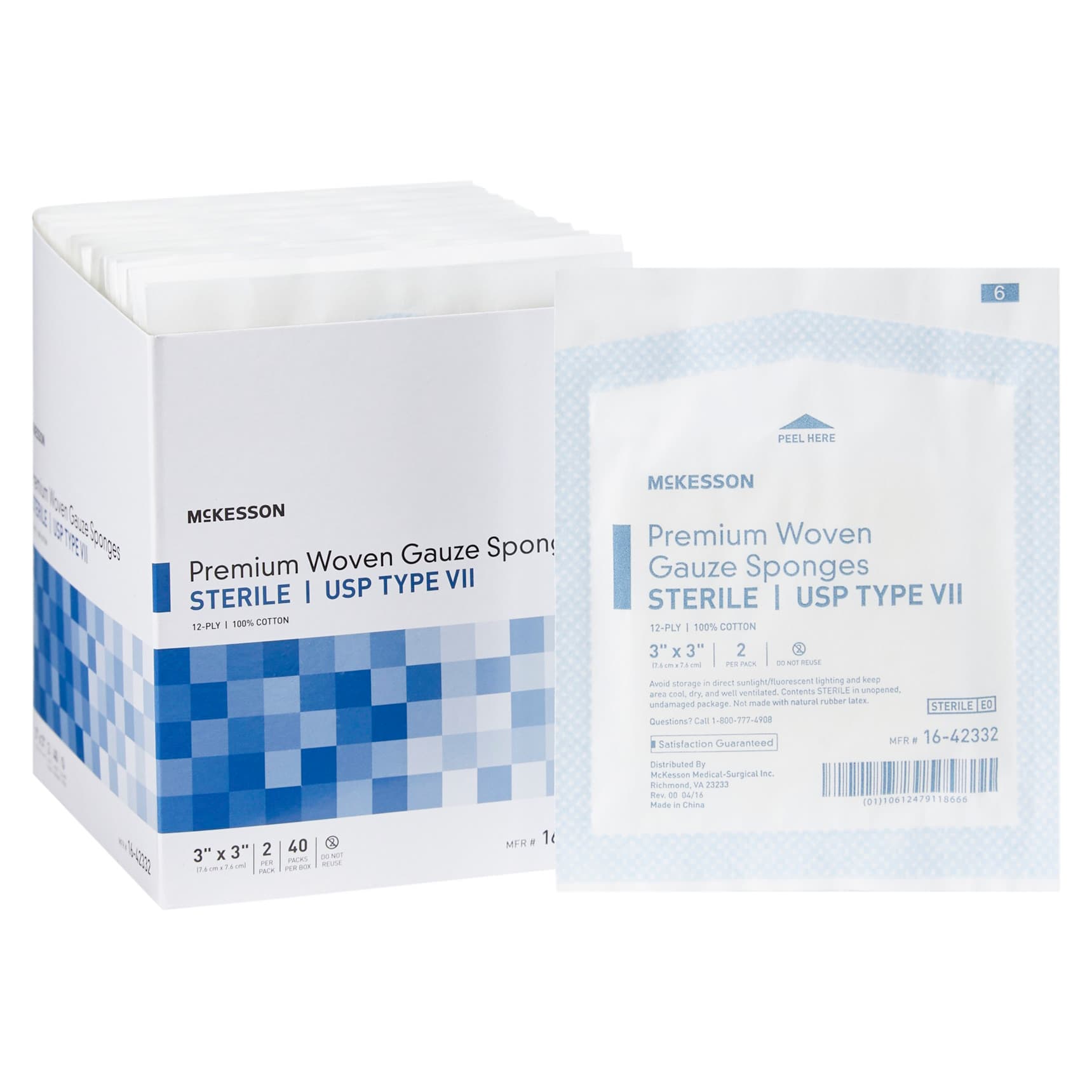 McKesson USP Type VII Gauze Sponge, 12-Ply, 3 x 3 Inch - Package of 2 - Image 1