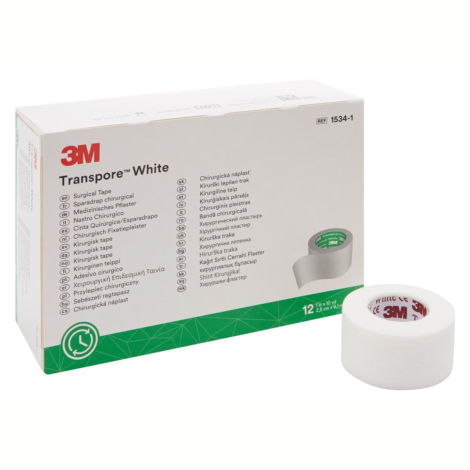 Transpore Hypoallergenic Surgical Tape, White, 1 Inch x 10 Yard - Case of 120 - Image 1