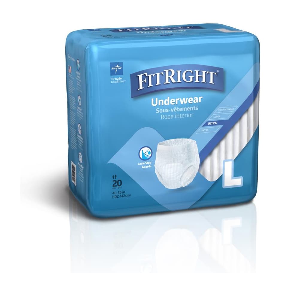 FitRight Ultra Adult Incontinence Underwear, Large - Bag of 20 - Image 1