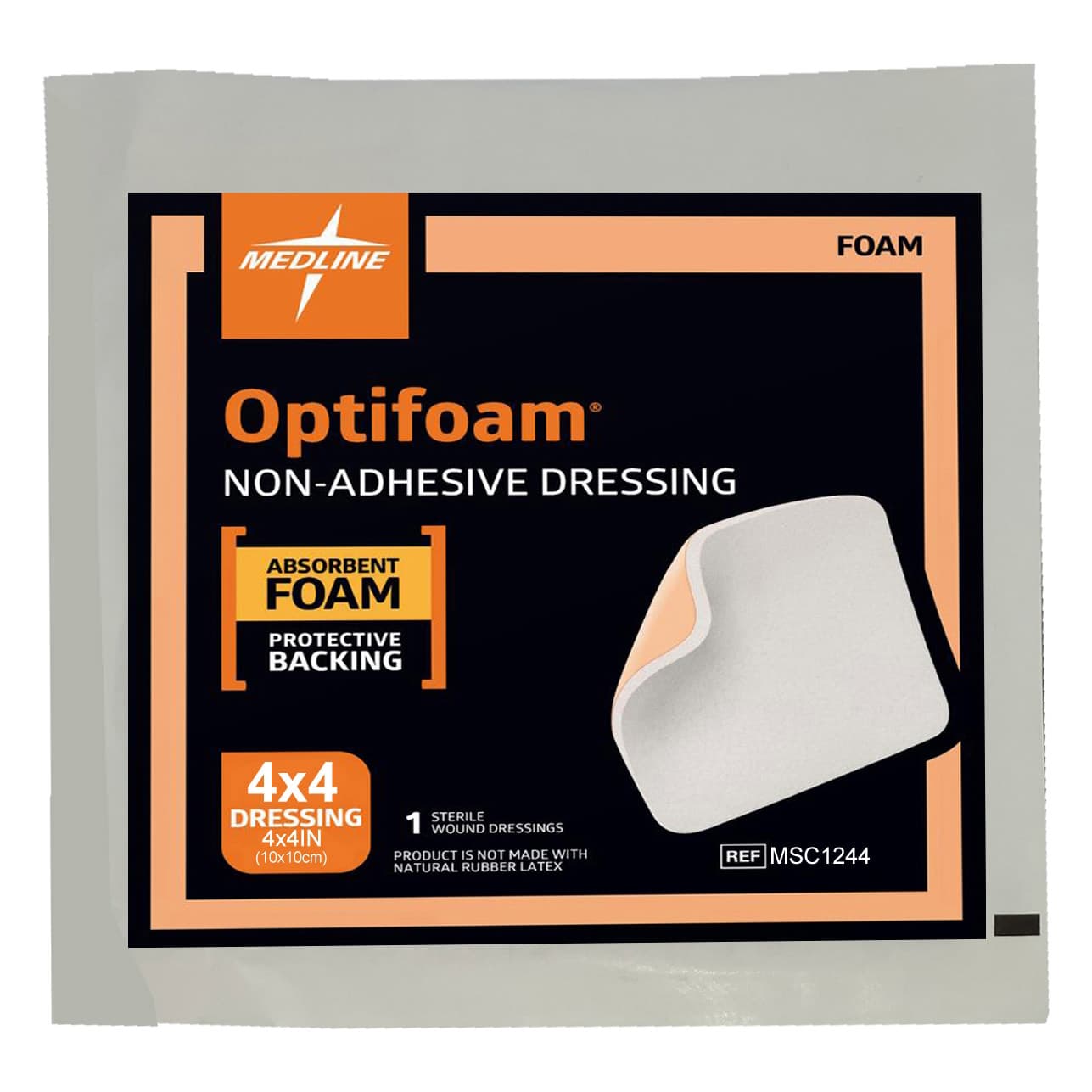 Optifoam Non Adhesive Foam Dressing, Sterile, 4 x 4 Inch - Each - Image 1
