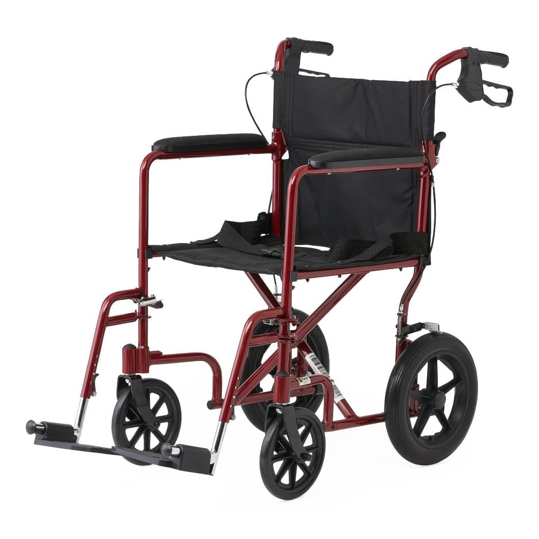 Medline Basic Aluminum Transport Chair With Wheels - Image 2