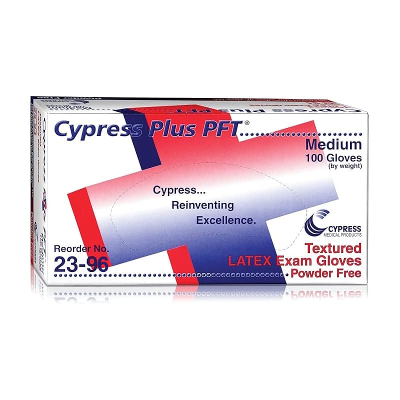 Cypress Plus PFT Latex Powder-Free Textured Exam Glove, Ivory, Large - Box Of 100 - Image 1