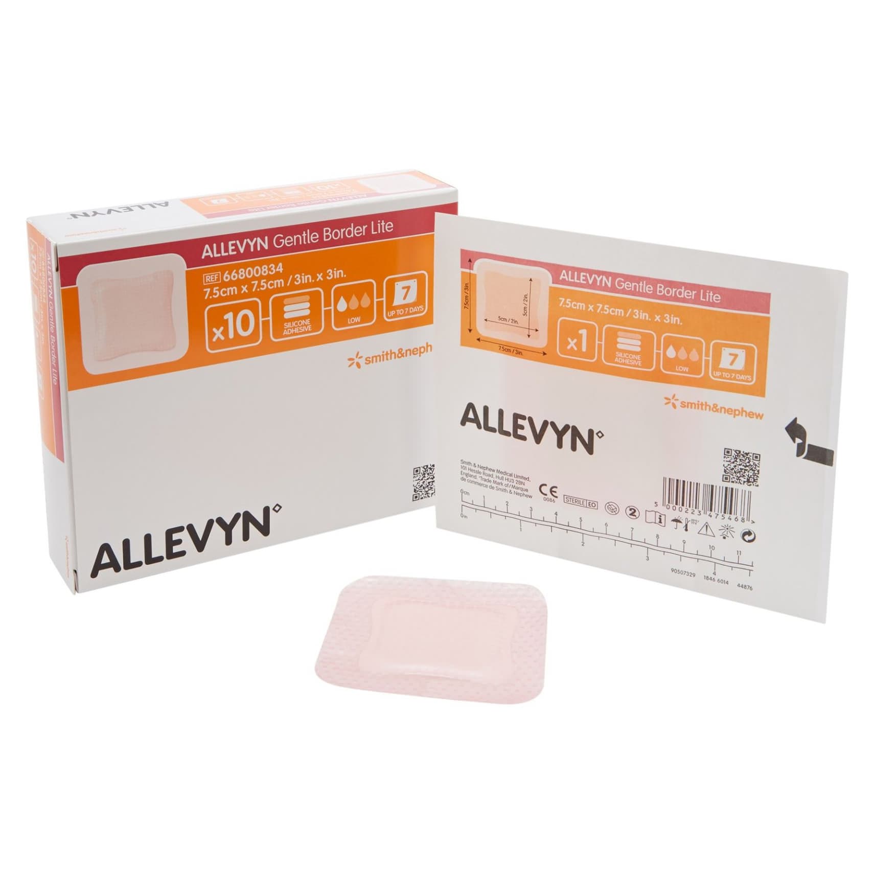 Allevyn Gentle Border Lite Adhesive Hydrocellular Foam Dressing, 3" x 3" - Box of 10 - Image 1