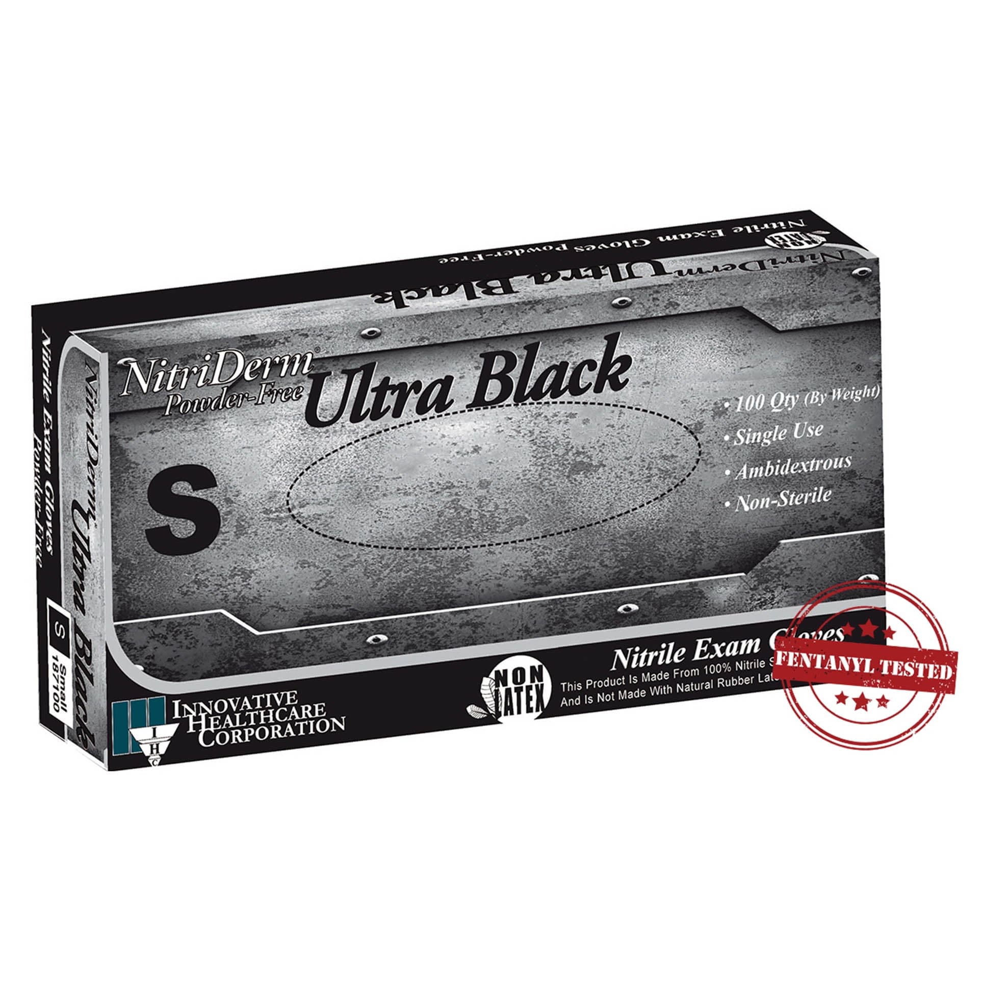 NitriDerm Ultra Black Nitrile Exam Gloves, Small - Box of 100 - Image 1