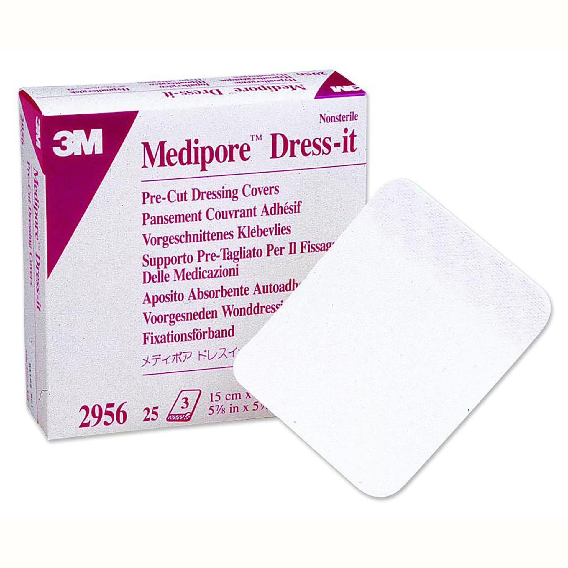 3M Medipore Hypoallergenic Dress-It Pre-Cut Dressing Cover, 5-7/8 x 5-7/8" NonSterile - Case of 300 - Image 1