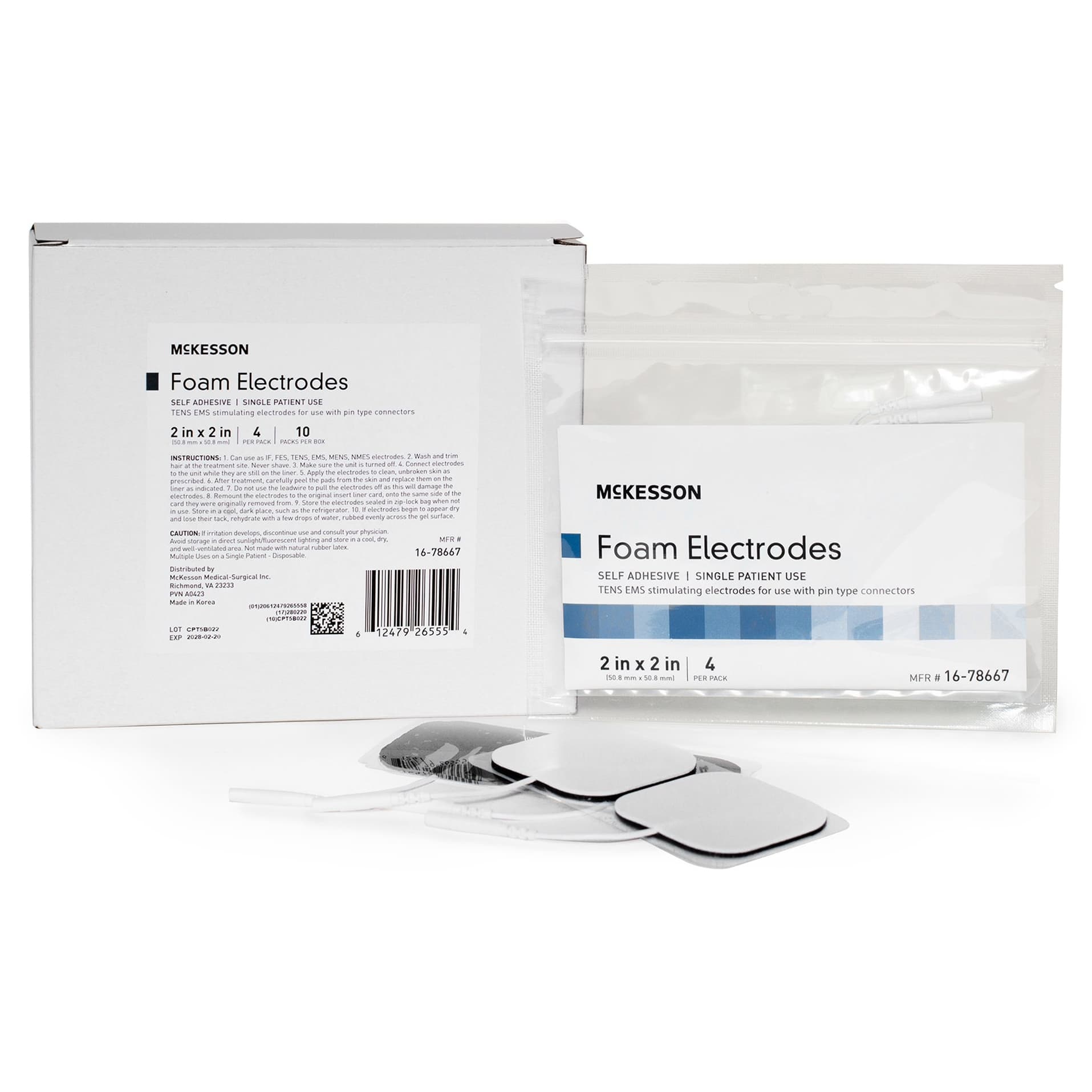 McKesson TENS/EMS Electrotherapy Electrode, Foam, 2" x 2" - Image 3