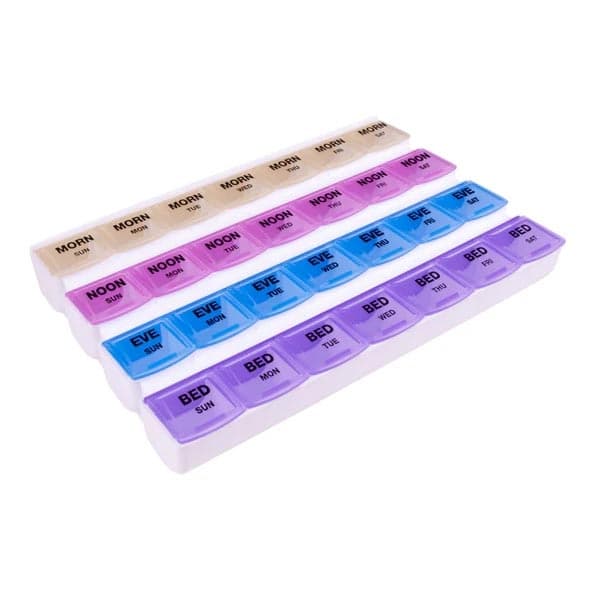 Apex 7-Day Medication Planner With 28 Color Coded Compartments - Image 1