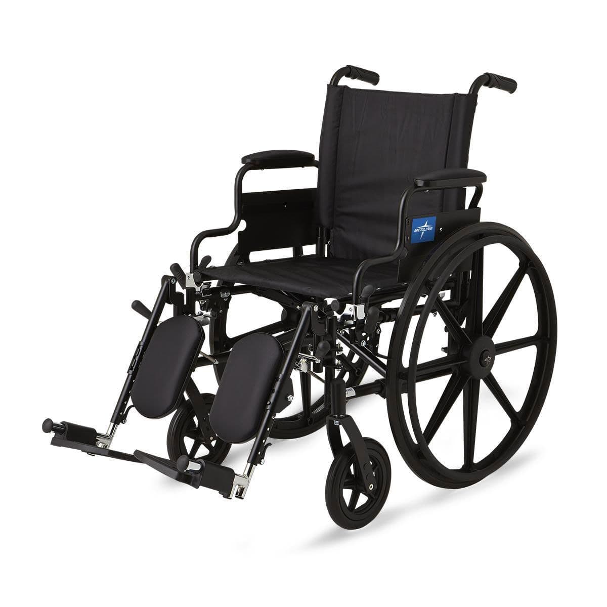 Medline Excel K4 lightweight wheelchair 18"W x 16"D with Swing-Back Desk-Length Arms and Detachable Swing-Away Elevating Leg Rests - Image 1