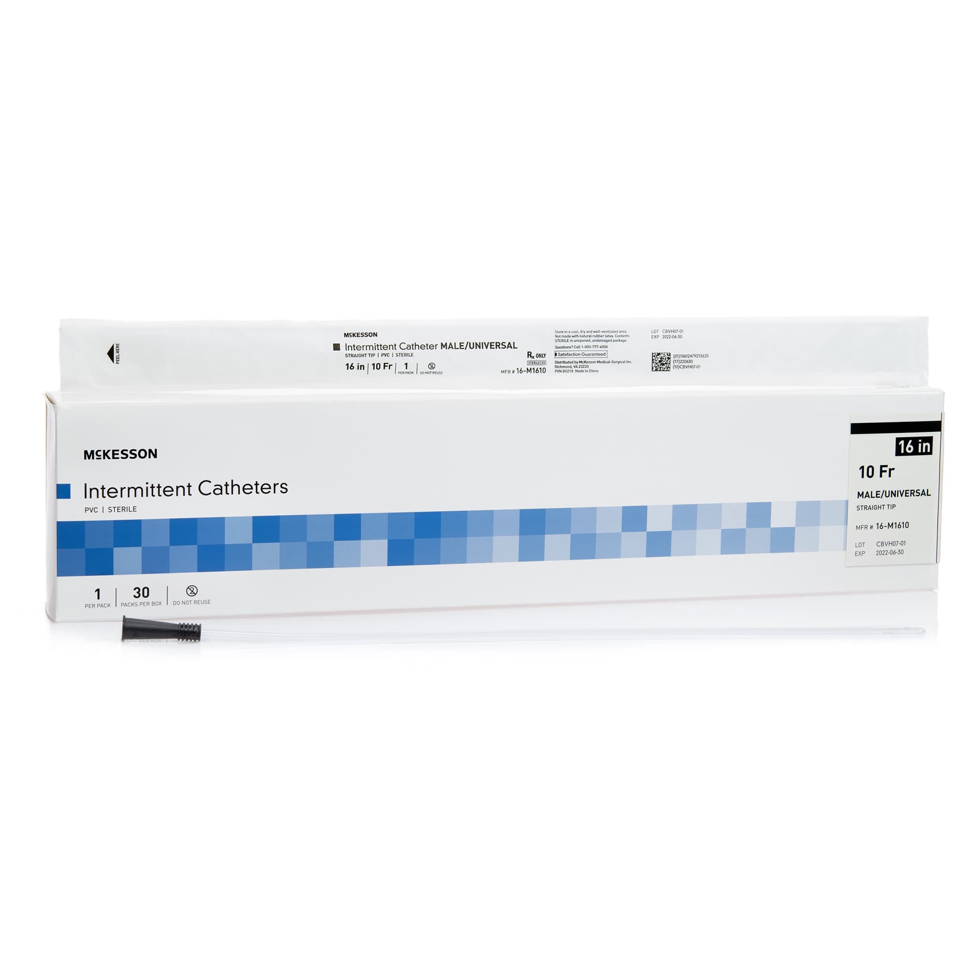 McKesson Uncoated PVC Urethral Catheter, 10 Fr, 16 Inch - Box of 30 - Image 1