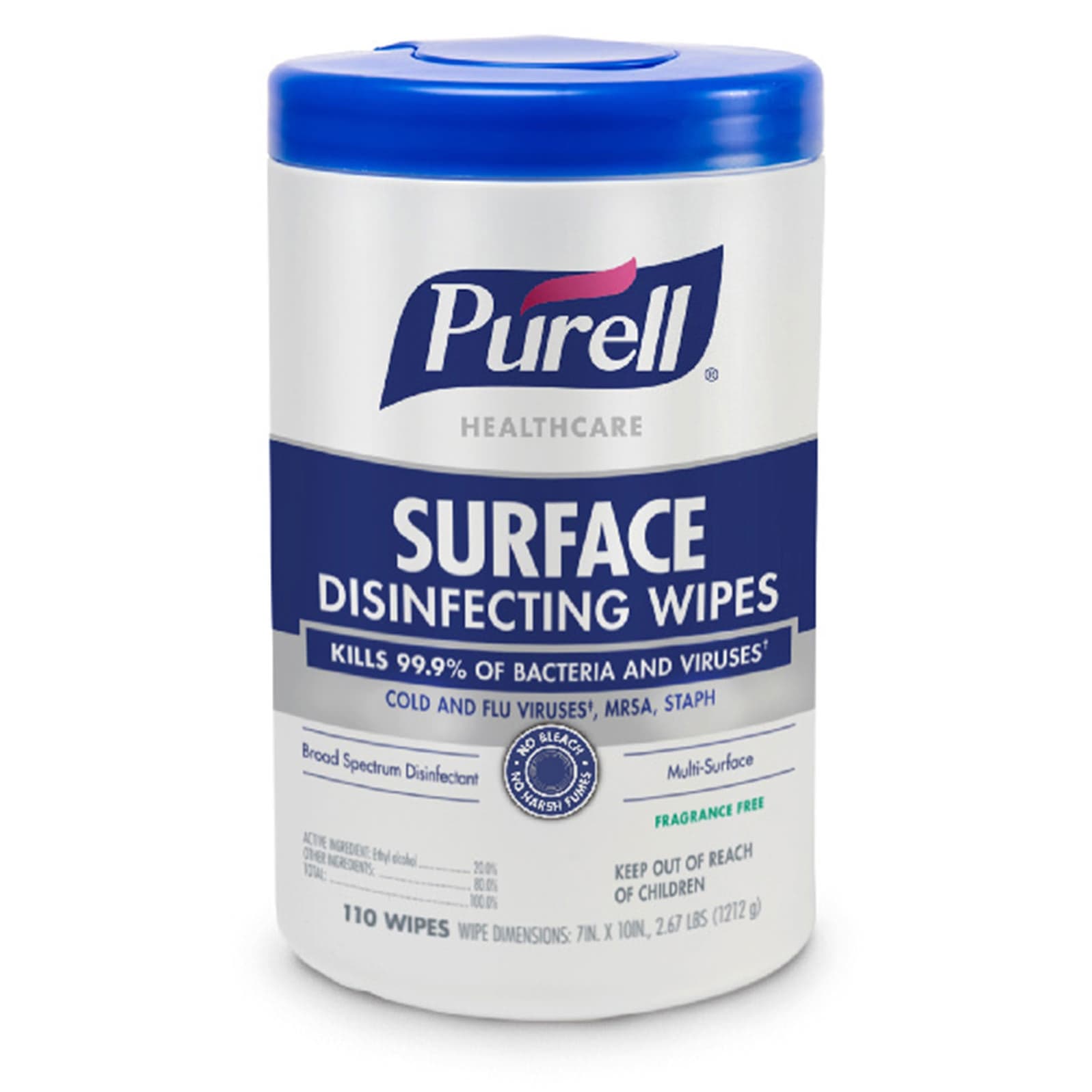 Purell Healthcare Surface Disinfectant Cleaner Wipe - Carton of 110 - Image 1