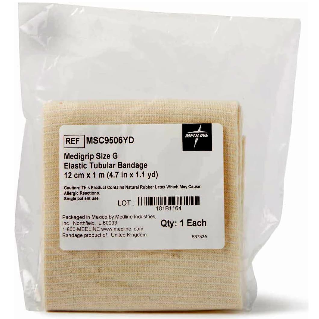 Medline Medigrip Elastic Tubular Support Bandage, Size G, 4-3/4 Inch x 1 Yard - Each - Image 1