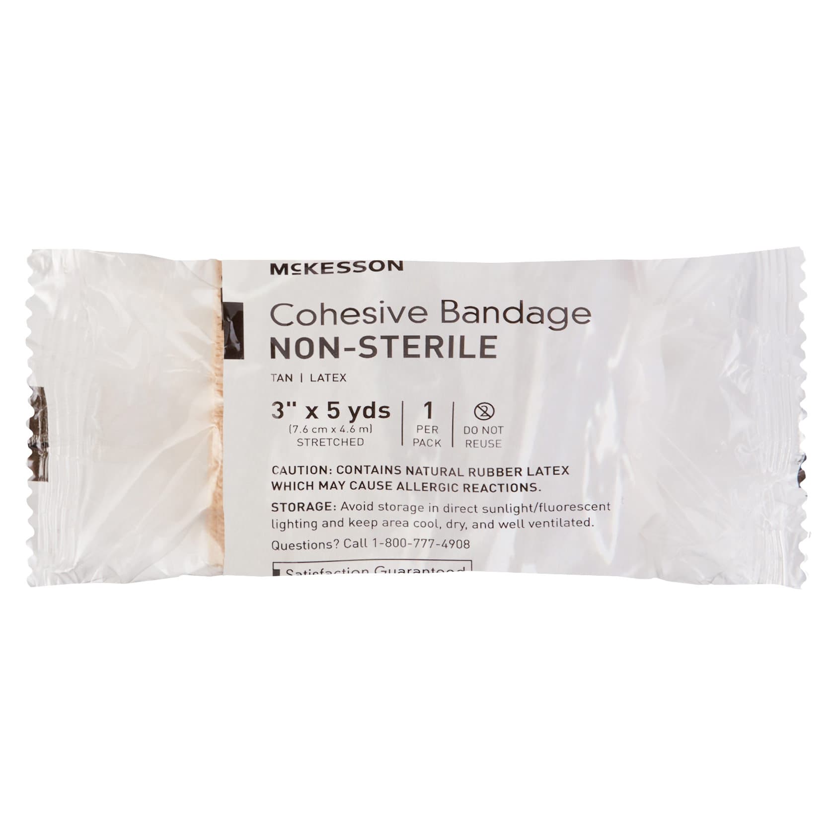 McKesson Elastic Cohesive Compression Bandage, 3 Inch x 5 Yard, Tan - Image 1