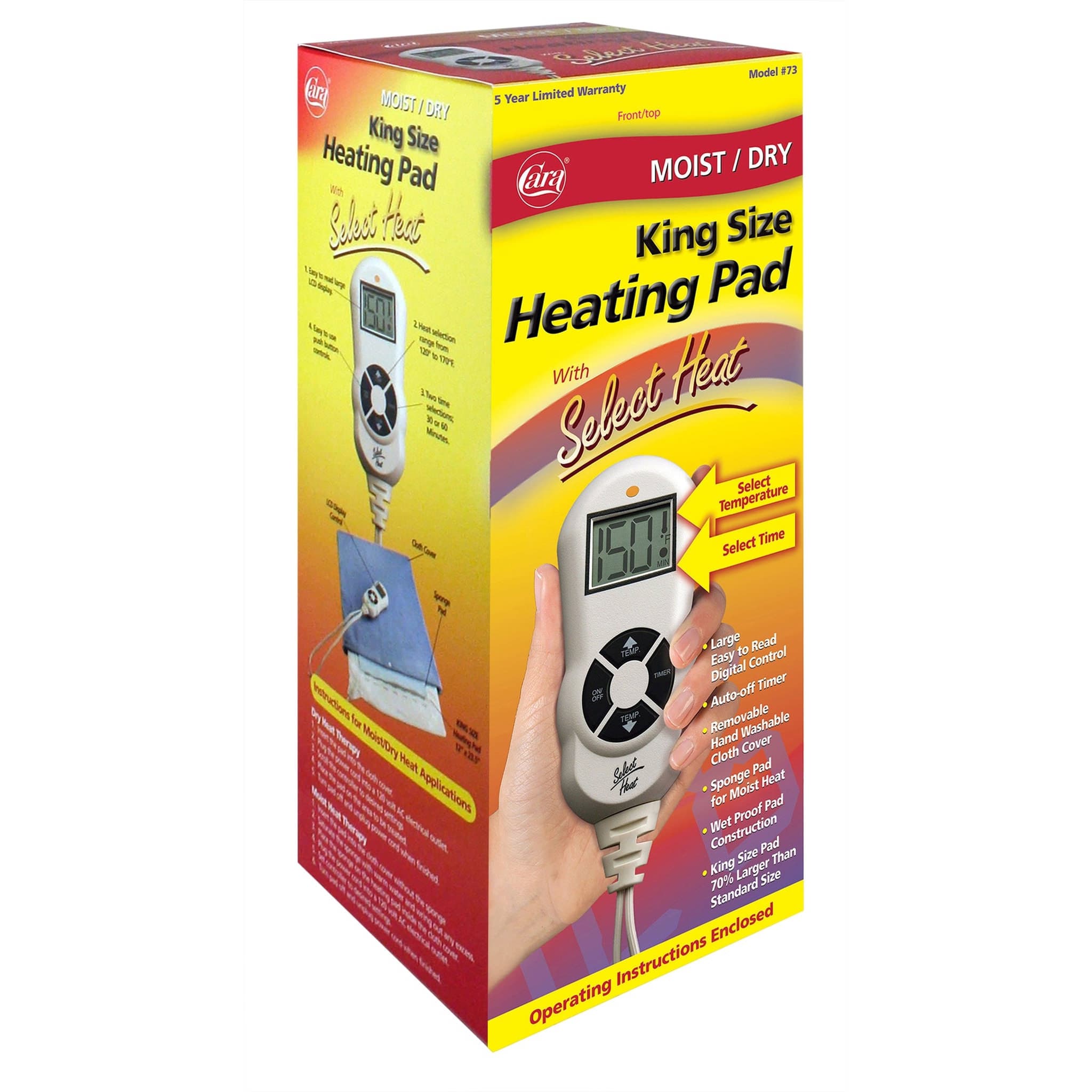 Cara King Size Moist-Dry Heating Pad With Select Heat