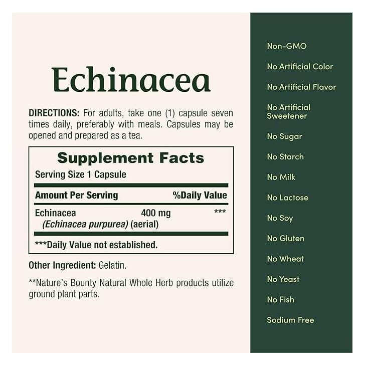 Nature's Bounty Echinacea, 400 mg - Bottle of 100 - Image 2