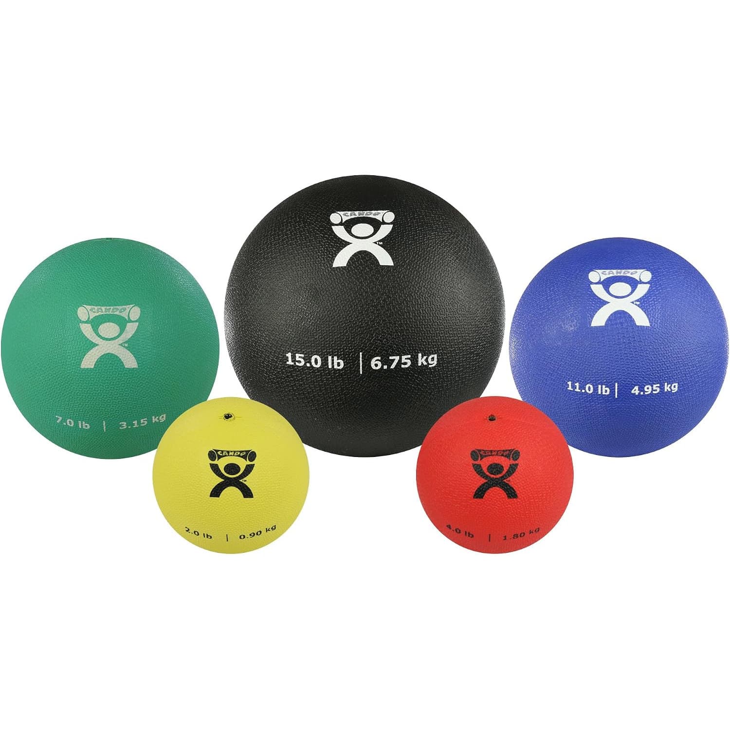 CanDo Soft Pliable Medicine Ball, Set of 5 piece (1 Each: 2,4,7,11,15 lbs.) - Image 1