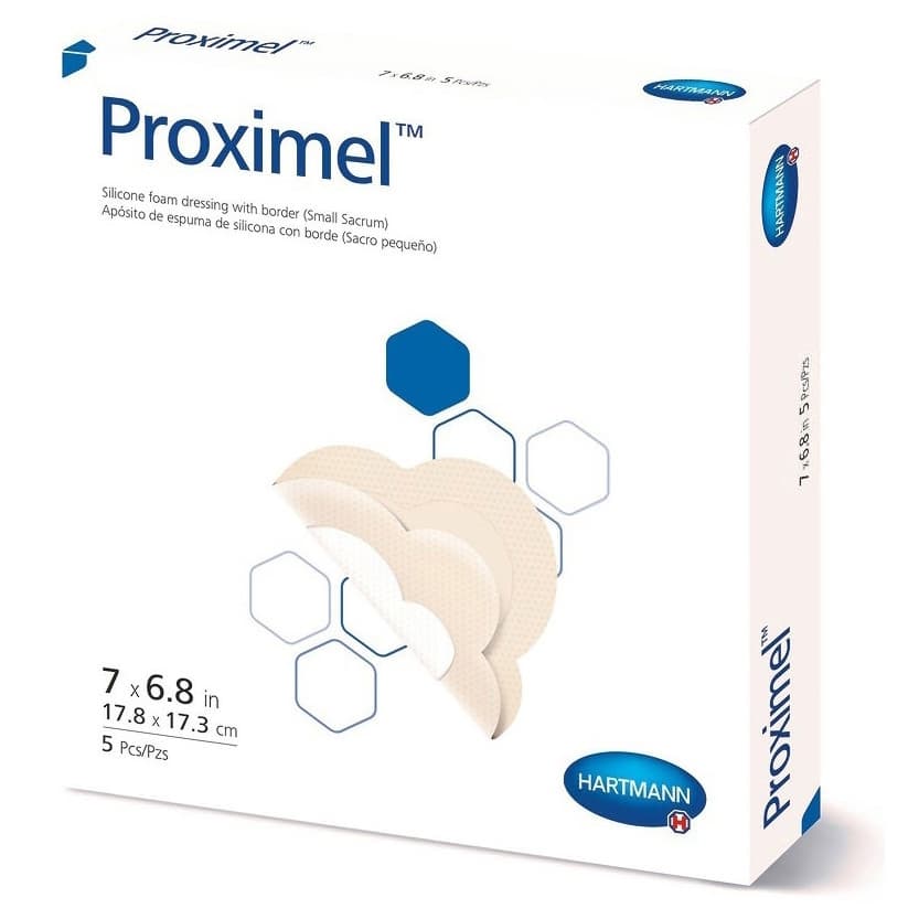 Proximel Small Sacrum Silicone Foam Dressing, 6-4/5 x 7 Inch - Box of 5 - Image 1