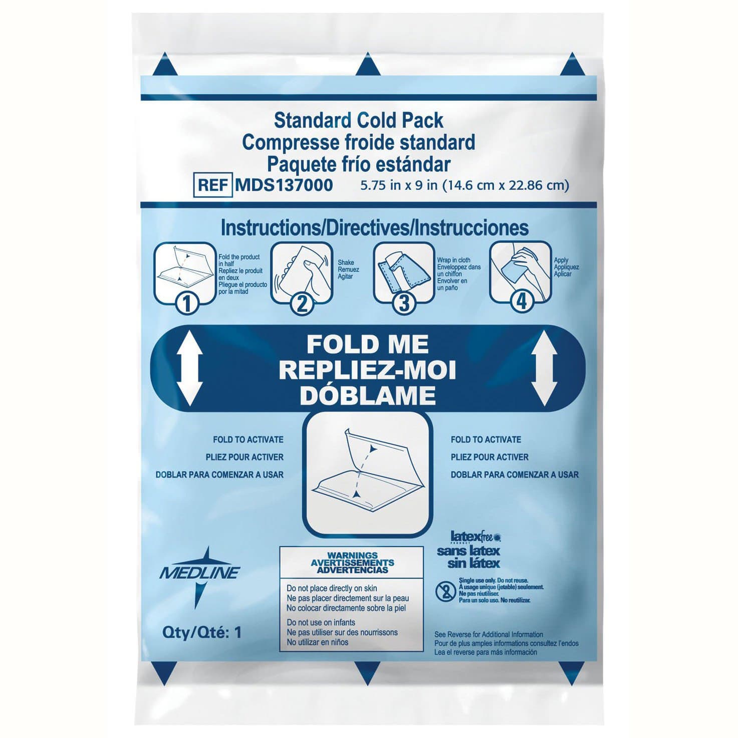 Medline Standard Instant Cold Pack, 4.75 x 6.25 Inch - Case of 50 - Image 1