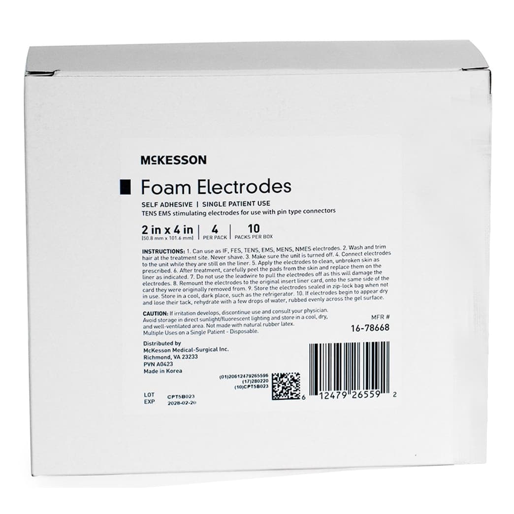 McKesson Self-Adhesive Electrotherapy Electrode For TENS and EMS Units, 2 x 4 Inch - Box of 40 - Image 1