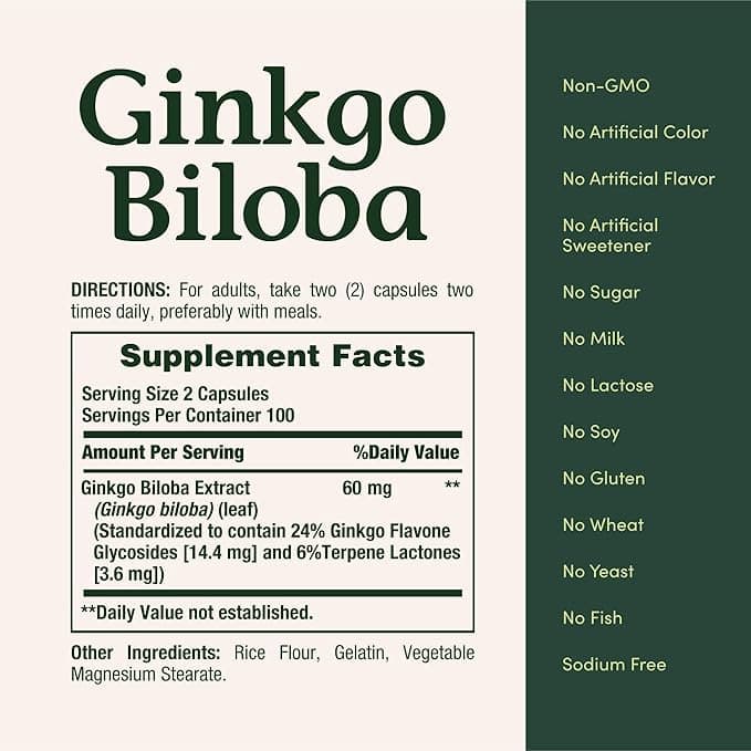 Nature's Bounty Ginko Biloba, 60 mg - Bottle of 200 - Image 2