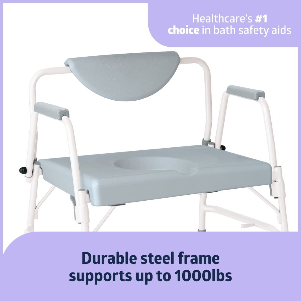 Medline Steel Bariatric Drop-Arm Commode - Image 3