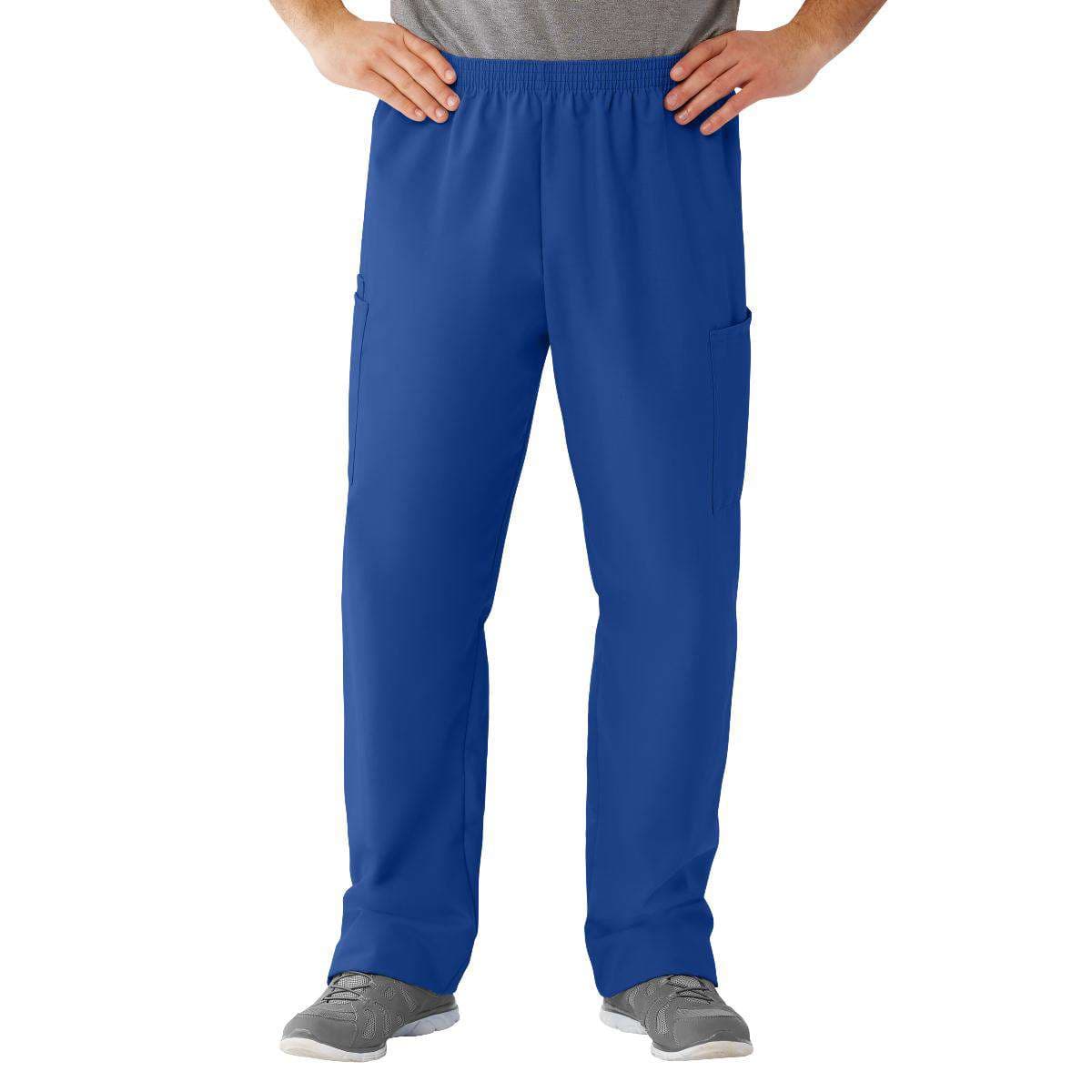 AngelStat Unisex Elastic Waist Cargo Scrub Pants, Sapphire, Small - Image 1