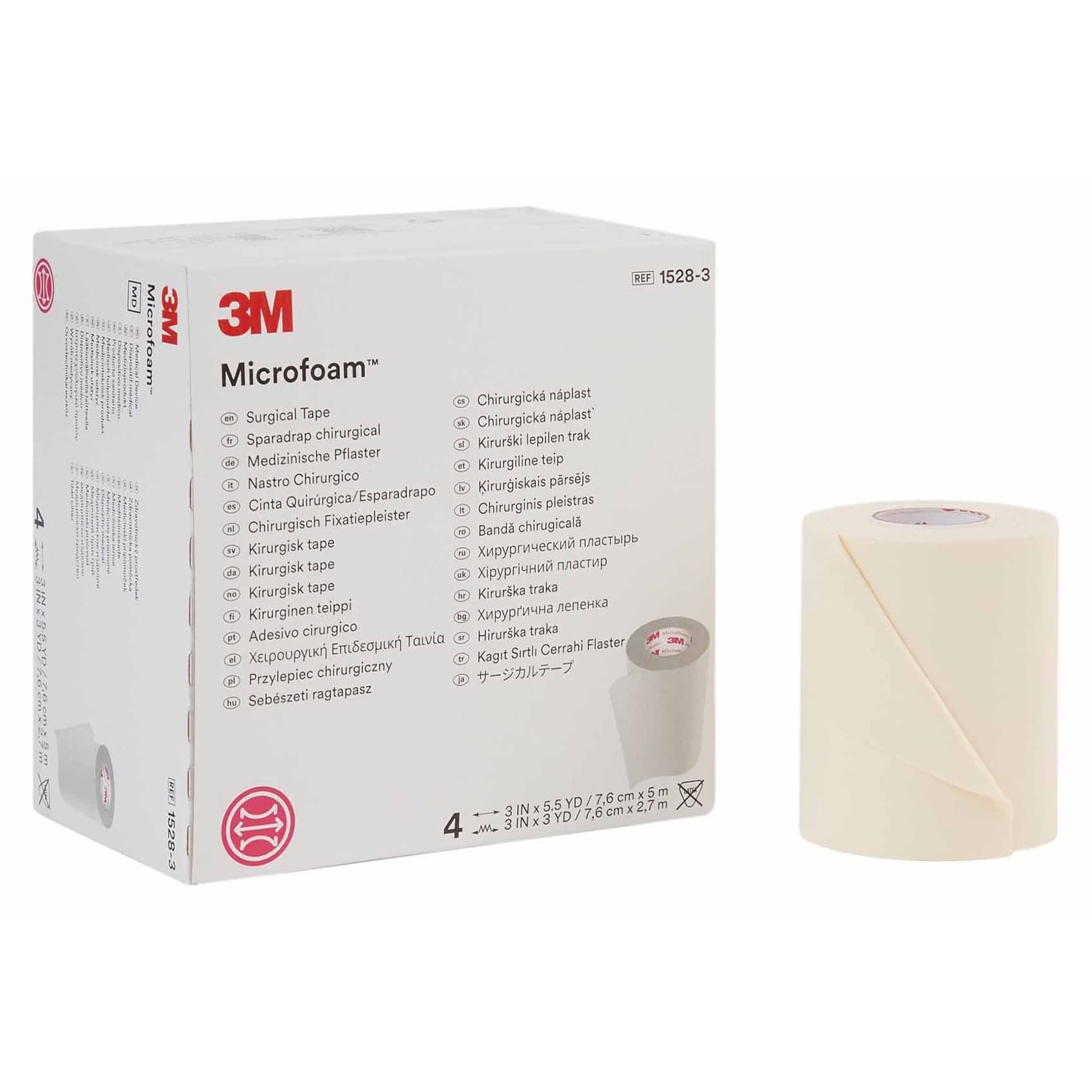 Microfoam Water Resistant Surgical Tape, 3 Inch x 5-1/2 Yard - Case of 24 - Image 1
