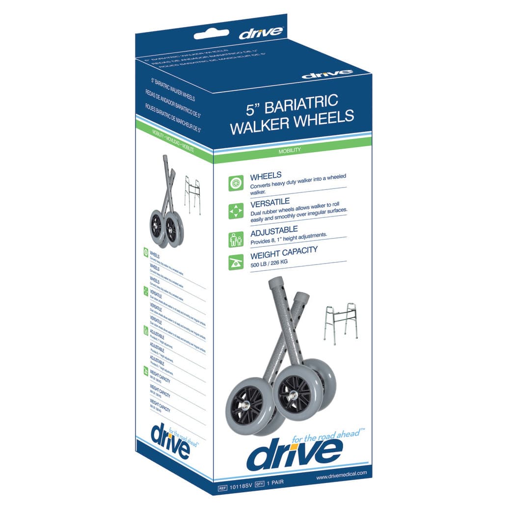 Drive 5" Bariatric Walker Wheels with Two Sets of Rear Glides - Image 2